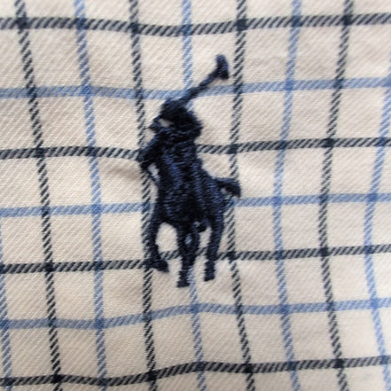Chemise Ralph Lauren L Blanche Carreaux Bleu Noir Logo Marine Button Down Shirt