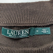 Pull femme LAUREN Ralph Lauren marron col boucle cuir coton taille M