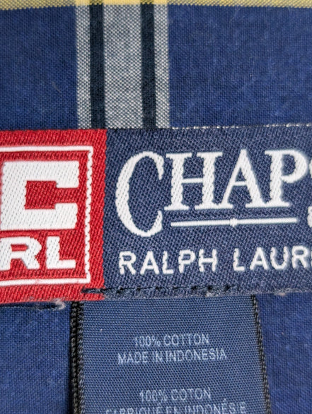 Chemise shirt Chaps Ralph Lauren L carreaux bleu jaune coton button down