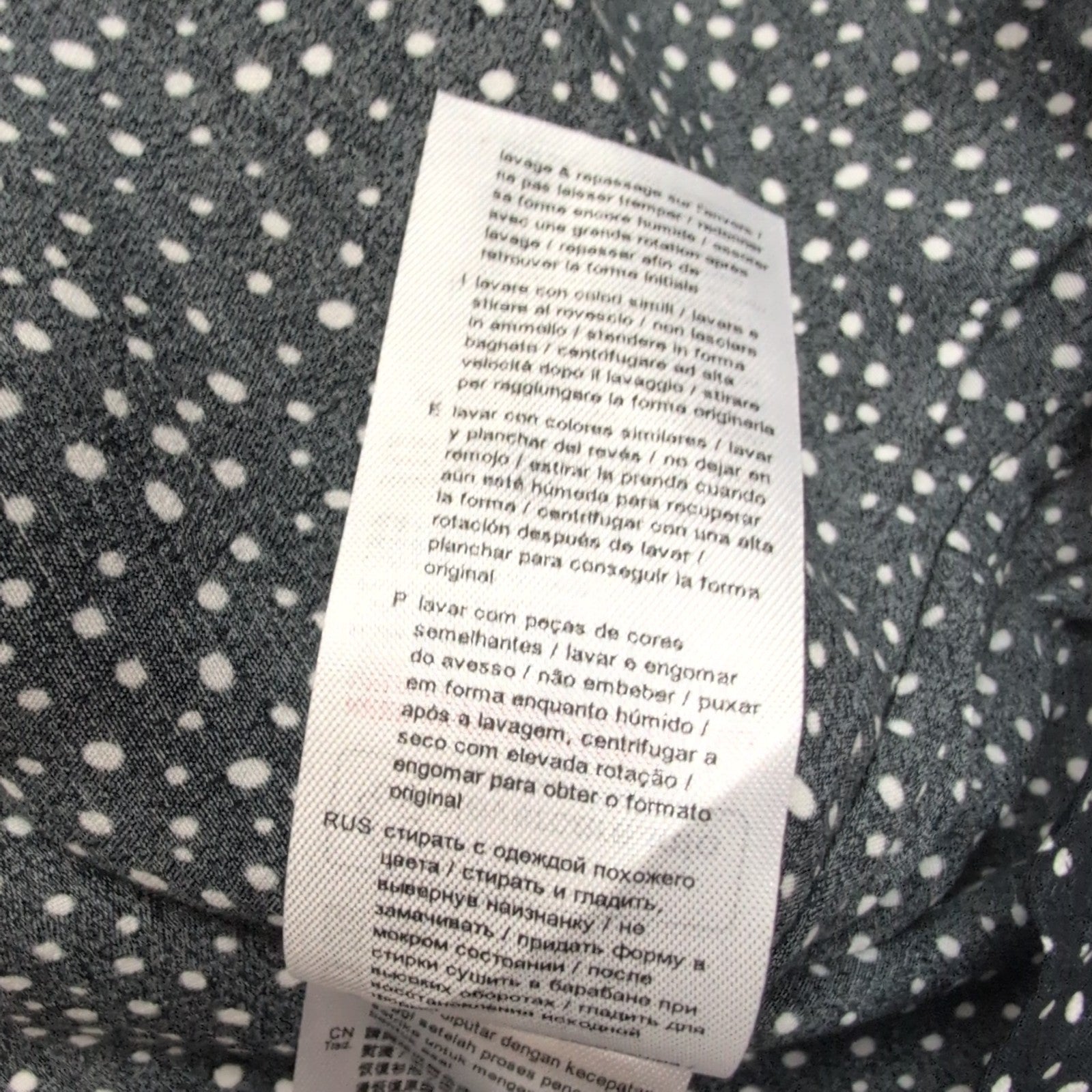 Haut Esprit Femme M Noir Pois Blancs Manches 3/4 Viscose Neuf Étiquette
