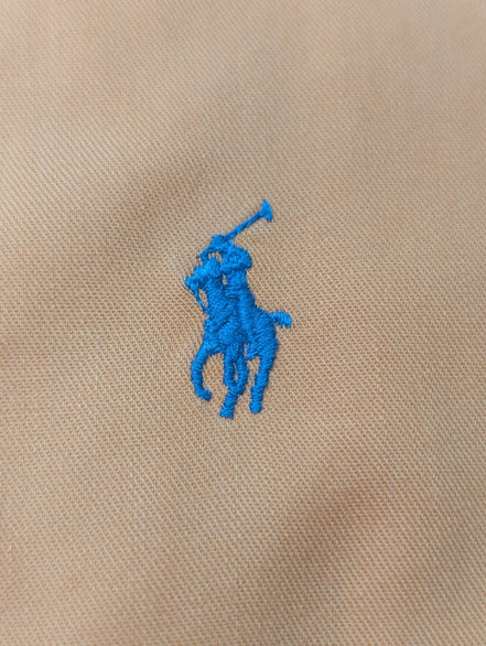 Chemise Polo Ralph Lauren Shirt XL Corail Orange Button Down Logo Bleu Ciel