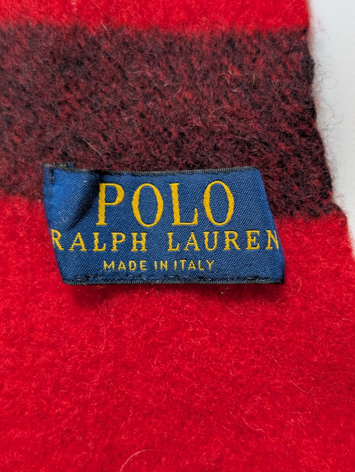 Écharpe Polo Ralph Lauren Vintage Laine Rouge Vif Made in Italy