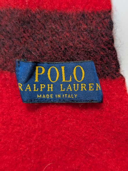 Écharpe Polo Ralph Lauren Vintage Laine Rouge Vif Made in Italy