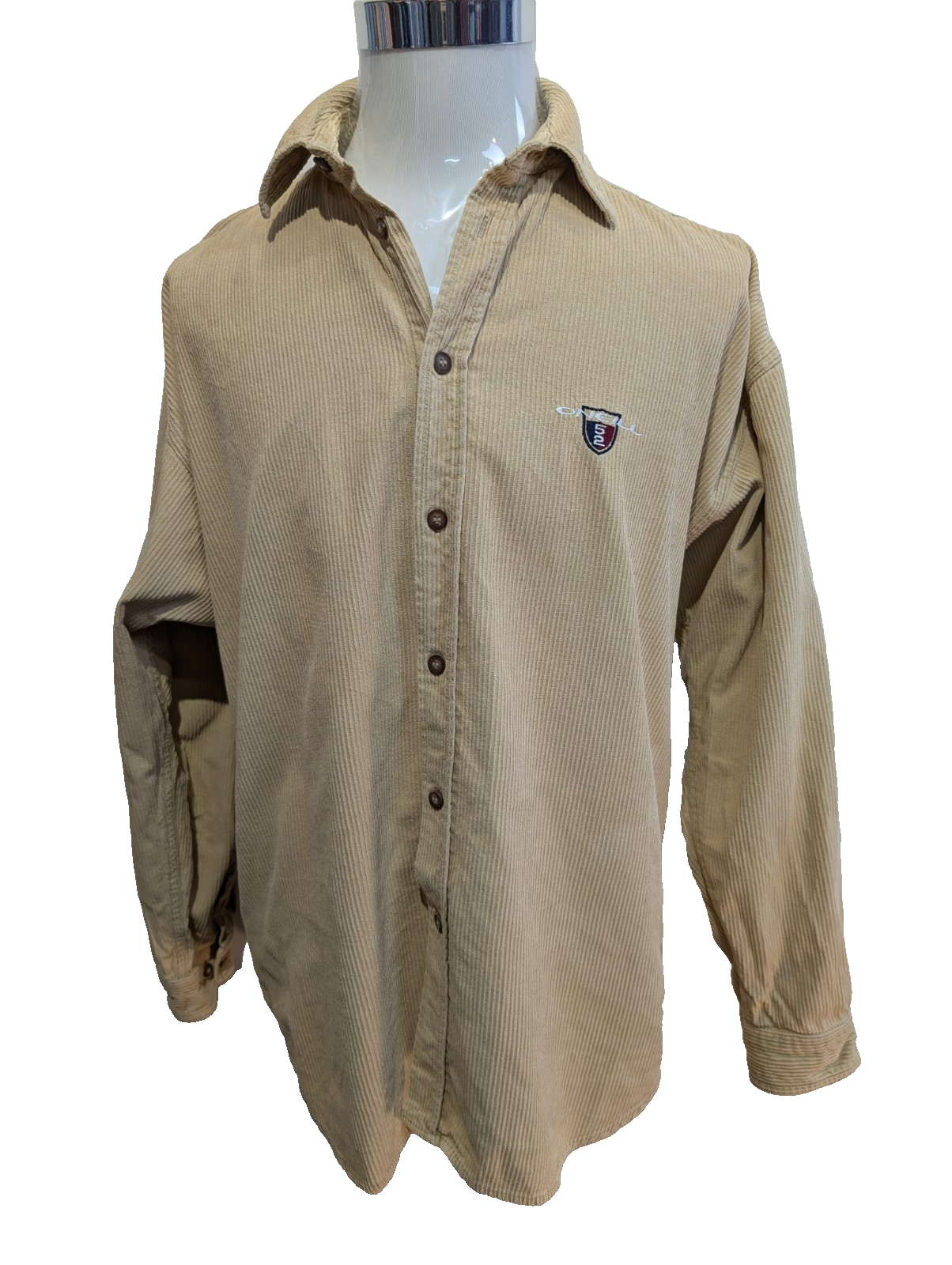 O'Neill O'52 L Corduroy Shirt Jacket Beige Thick Velours Côtelé Logo Brodé homme