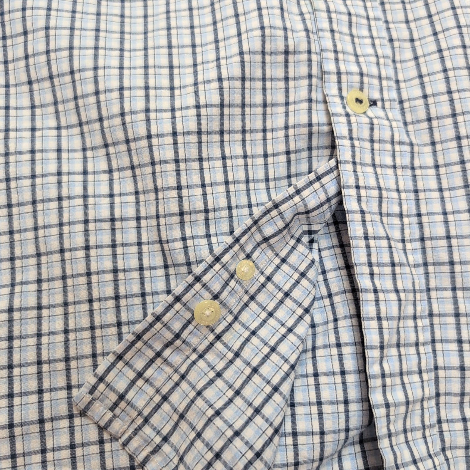 Chemise Nautica L Bleu Carreaux 100% Coton Logo Manches Courtes