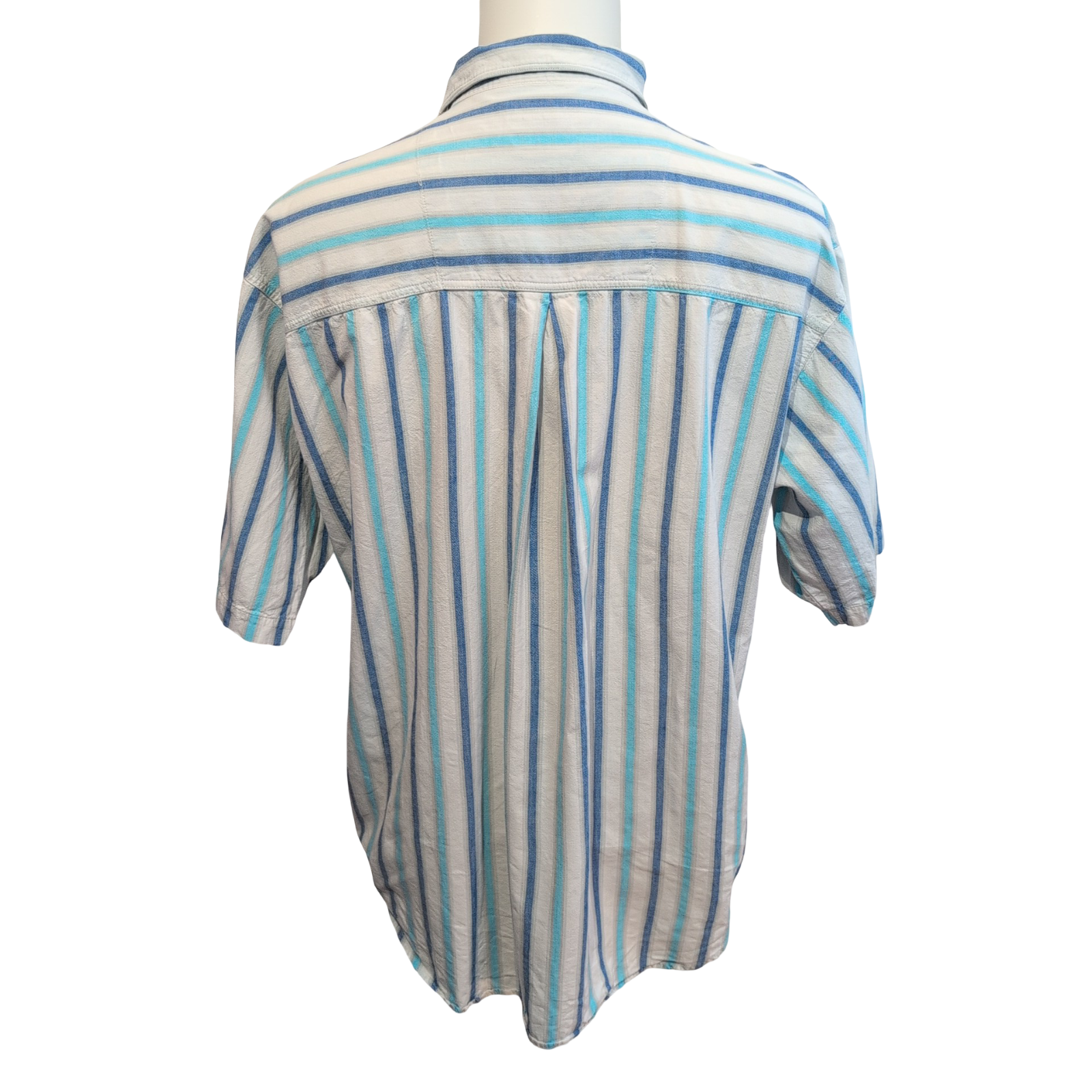 Chemise Dockers Rayures Bleu Ciel et Blanc Taille L Coton Manches courtes Poche