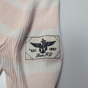 Pull femme LAUREN Ralph Lauren rose blanc rayures écusson taille S