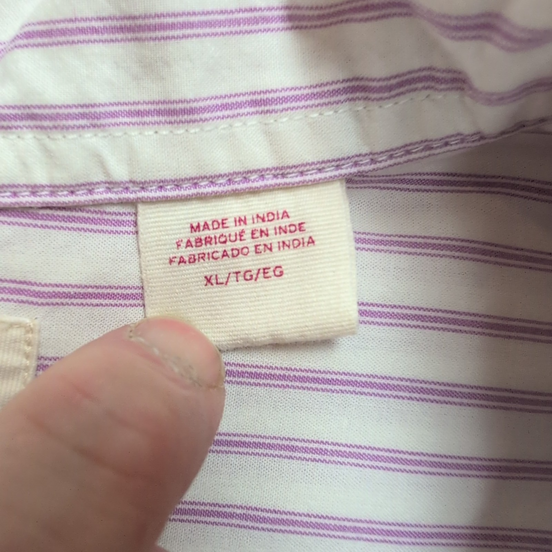 Chemise LEVI'S Homme XL Blanche à Rayures Violettes Coupe Courte