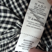 Chemise Chaps M noir blanc petits carreaux 100% coton manches longues