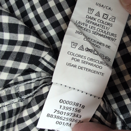 Chemise Chaps M noir blanc petits carreaux 100% coton manches longues