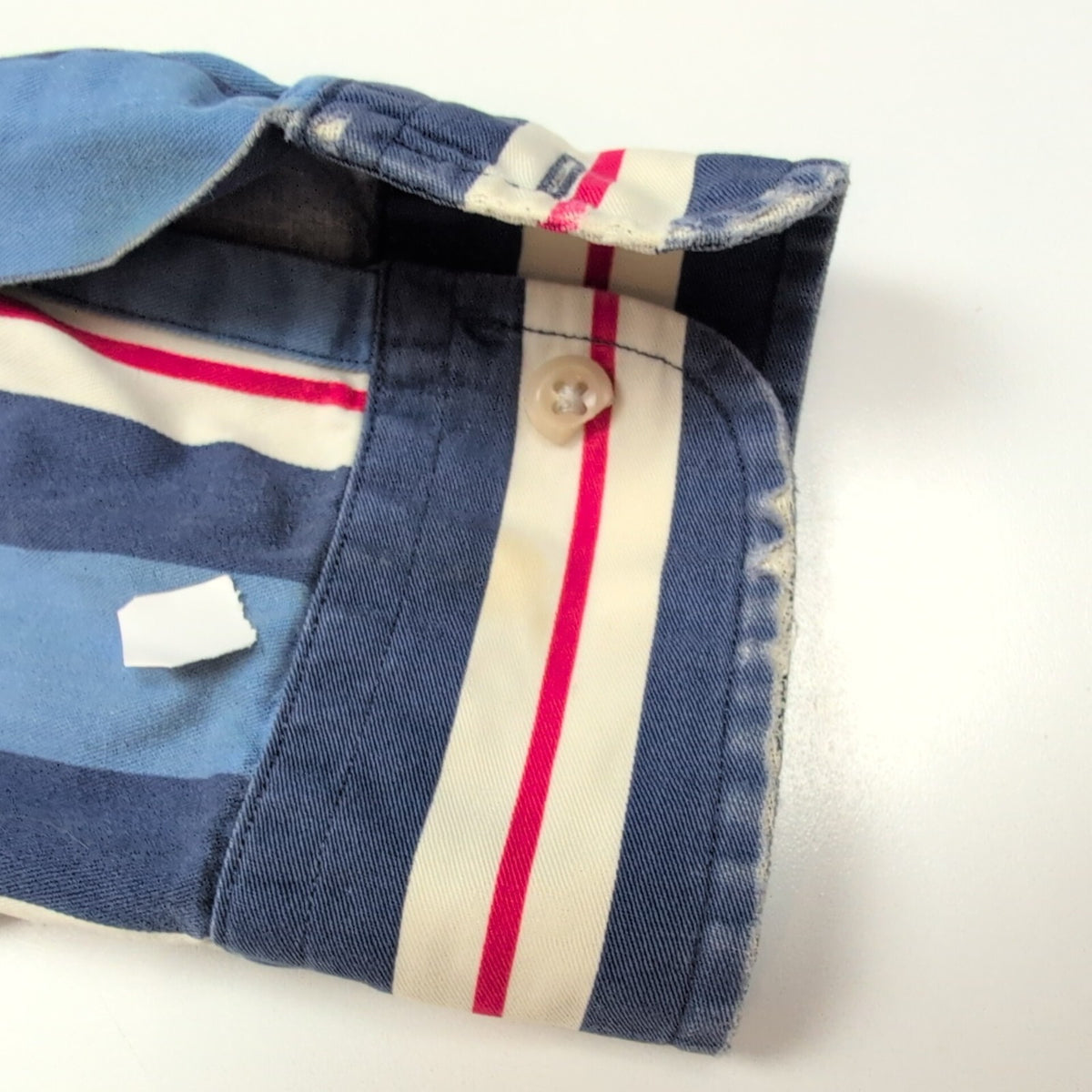 Chemise Ralph Lauren Blair M Rayures Bleu Blanc Rouge Logo Rouge
