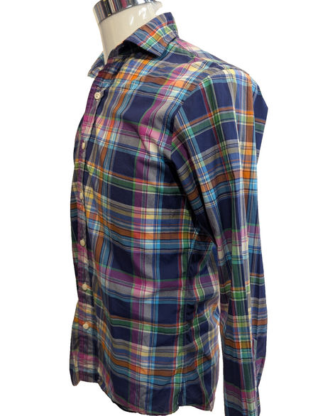 Chemise Polo Ralph Lauren Shirt S Slim Fit Carreaux Bleu Violet Sans Logo