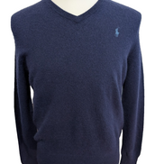 Pull Polo Ralph Lauren Bleu Marine - 100% Laine Mérinos Italienne - Taille M