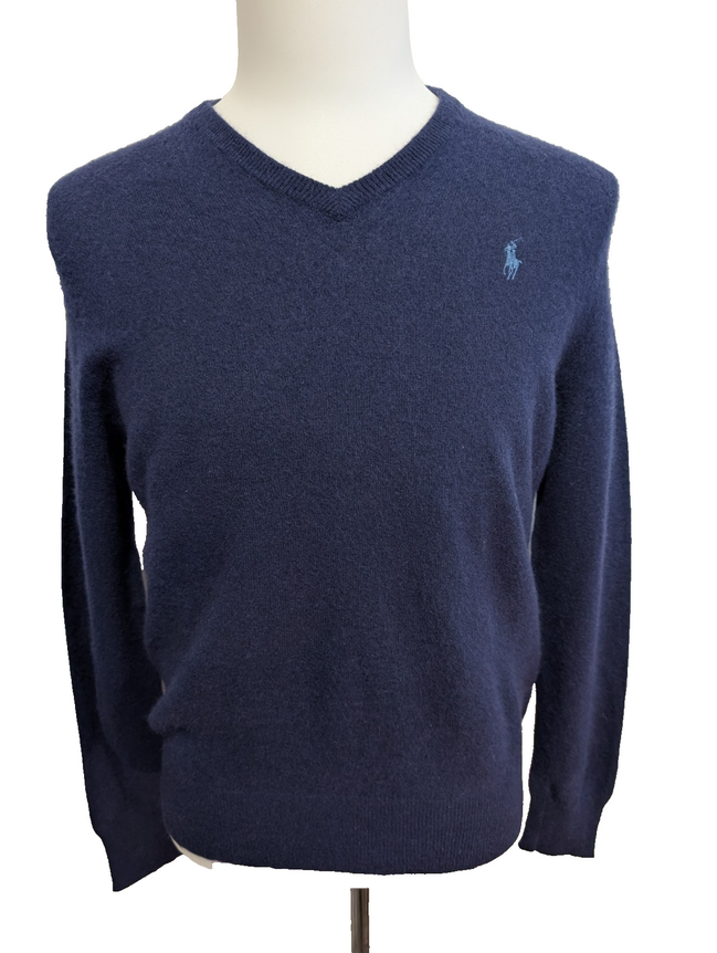 Pull Polo Ralph Lauren Bleu Marine - 100% Laine Mérinos Italienne - Taille M