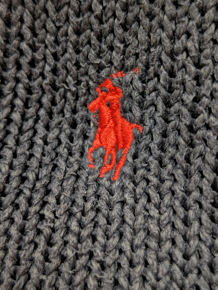 Pull Polo Ralph Lauren Col Zippé Bleu Marine 100% Coton Taille M Vintage