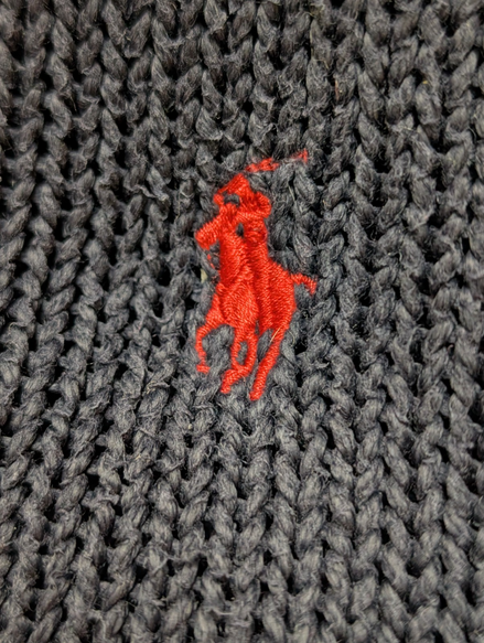 Pull Polo Ralph Lauren Col Zippé Bleu Marine 100% Coton Taille M Vintage