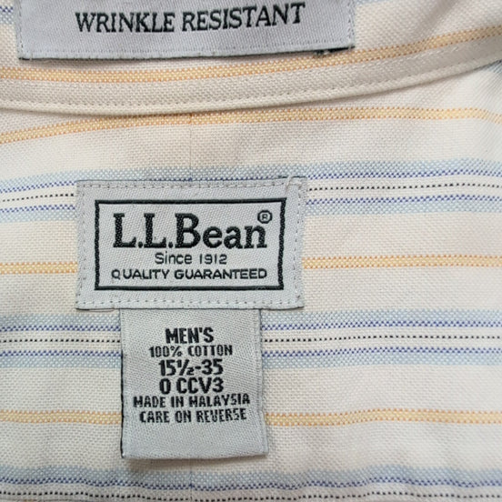 Chemise L.L. Bean Wrinkle Resistant à Rayures Bleu & Beige 1 poche Taille L