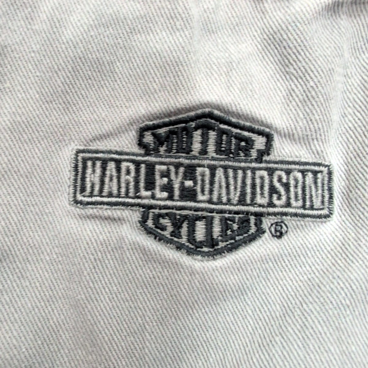 Chemise Harley Davidson M Grise Vintage Brodée Dos Manches Longues Coton