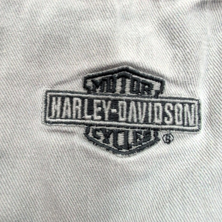 Chemise Harley Davidson M Grise Vintage Brodée Dos Manches Longues Coton