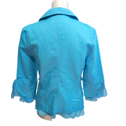 Ensemble Femme T40 Miss-Lisa Bleu Ciel 100% Lin Jupe Veste Neuf 