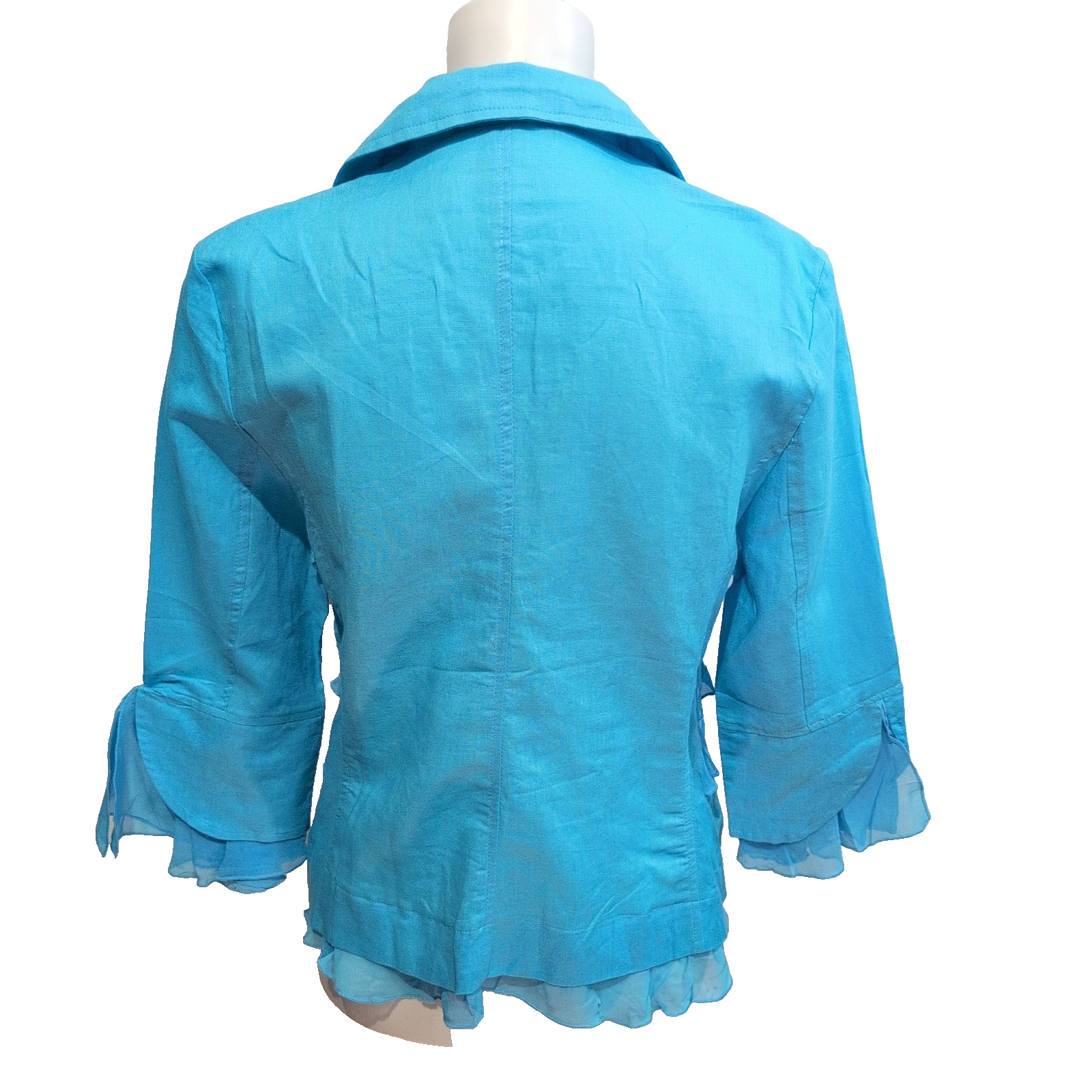 Ensemble Femme T40 Miss-Lisa Bleu Ciel 100% Lin Jupe Veste Neuf 