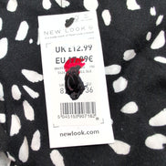Haut Femme New Look Taille 36 Noir Blanc Volants Sans Manches Neuf Étiquette