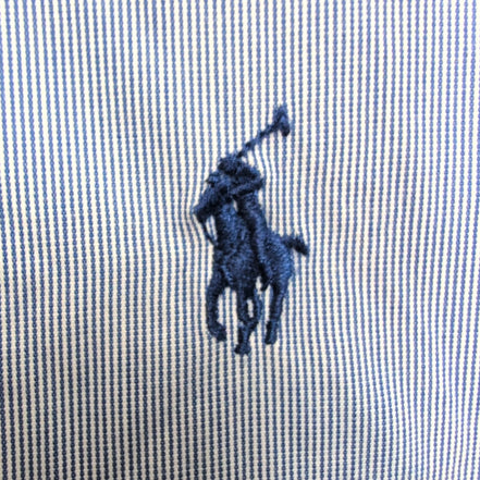 Chemise Polo Ralph Lauren Custom Fit XL Rayures Bleues Manches Courtes