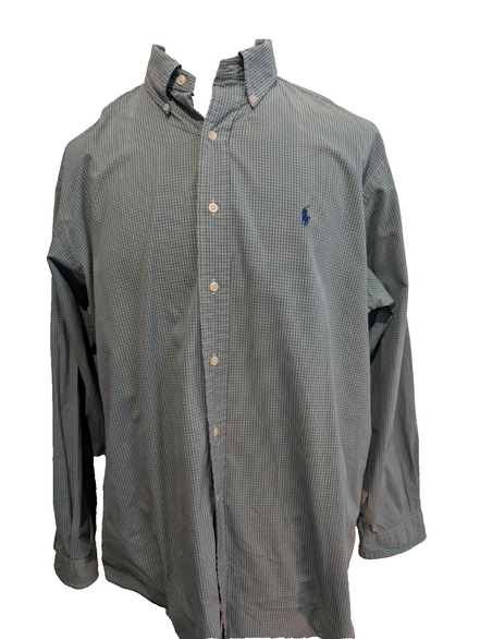 Chemise Polo Ralph Lauren Shirt L Blake Carreaux Vert Violet Two-Ply Button Down