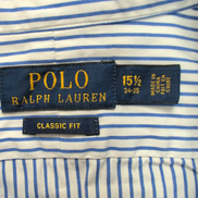 Chemise Polo Ralph Lauren M Bleue Rayures Classic Fit Col Classique Coton Shirt