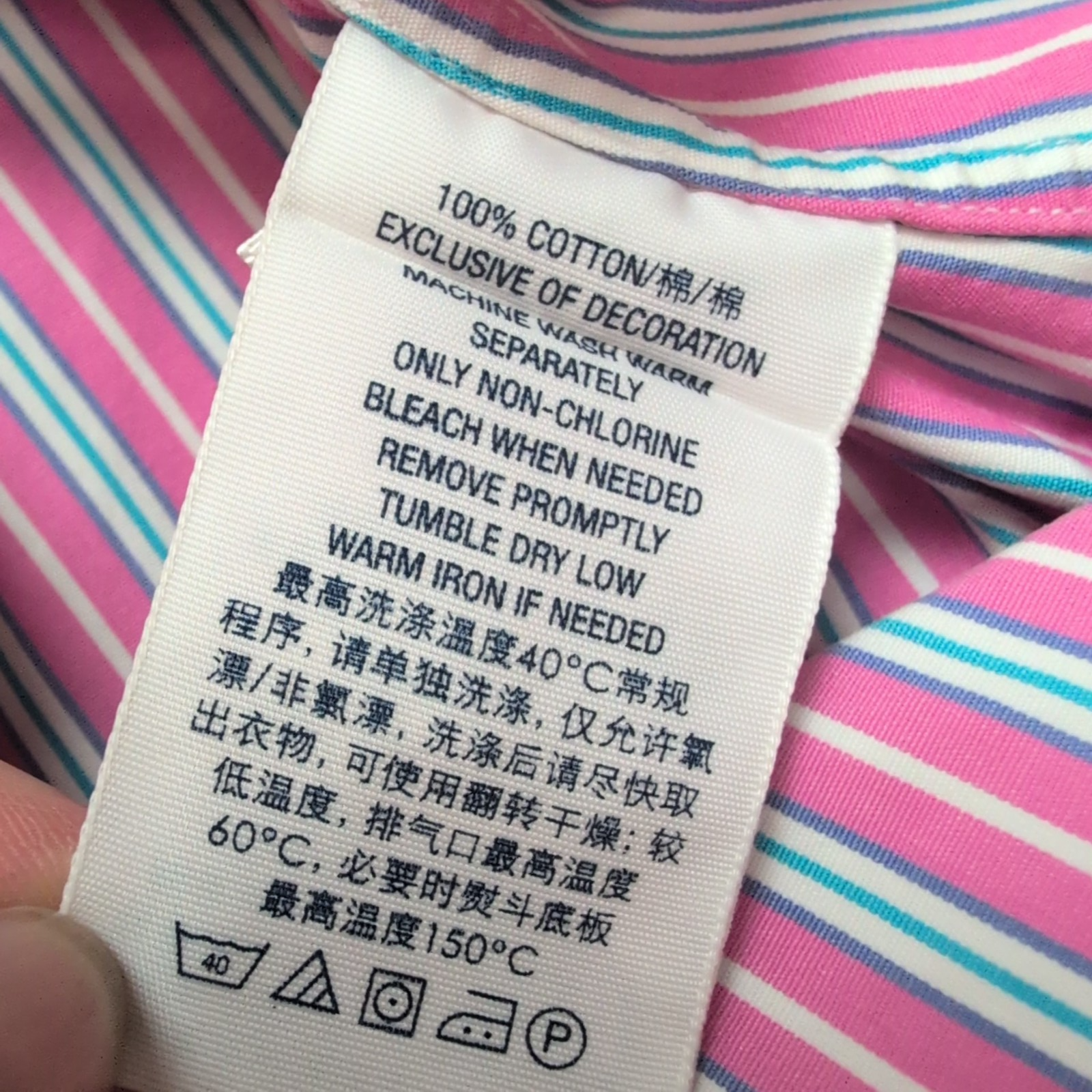 Chemise Ralph Lauren Custom Fit M bleu ciel rayures logo bleu coton