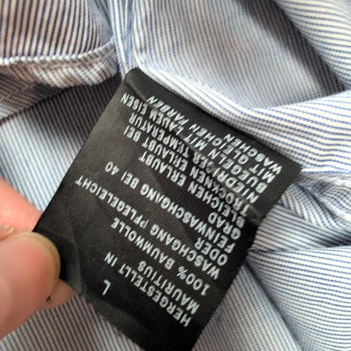 Chemise Nautica L Bleue Rayures 2 Poches 100% Coton Manches Longues