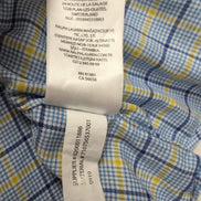 Chemise Ralph Lauren M Slim Fit Carreaux Bleu Jaune 100% Coton Logo Bleu Marine