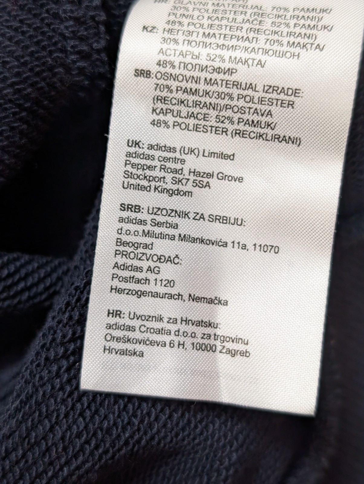 ➜ Sweat à Capuche Adidas - Grand Logo Blanc - Marine - Taille M