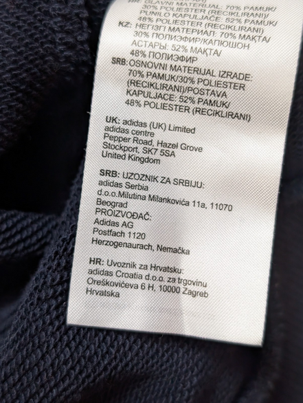 ➜ Sweat à Capuche Adidas - Grand Logo Blanc - Marine - Taille M
