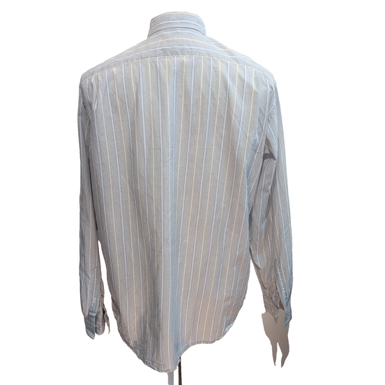 Chemise Lacoste XL Bleu Rayures Made in Hong Kong 100% Coton Été