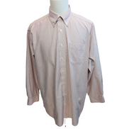 Chemise LL Bean XXL Bordeaux Rayures Coton Poche 17.5 Manches Longues