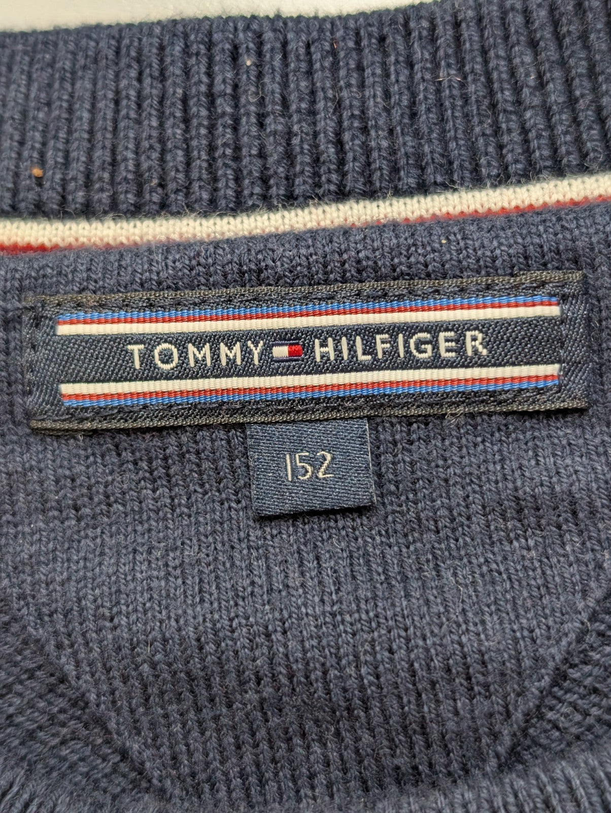 Pull Col Rond Tommy Hilfiger Bleu Marine Logo Géant Femme - Taille XS