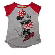 T-Shirt Fille DISNEY Minnie Mouse 2019 Manches Raglan Gris Rouge Taille 7 ans