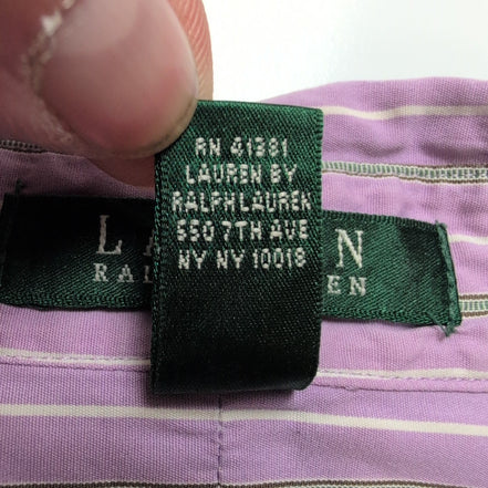 Chemise Lauren Ralph Lauren Femme 2XL Lilas Rayures Vertes manches longues