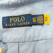 Chemise Ralph Lauren XLT Bleu Ciel Logo Jaune Manches Courtes QR Code