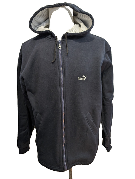 Veste Puma Hoodie Bleu Marine Made in USA Taille XL Épaisse Chaude Zippé Vintage