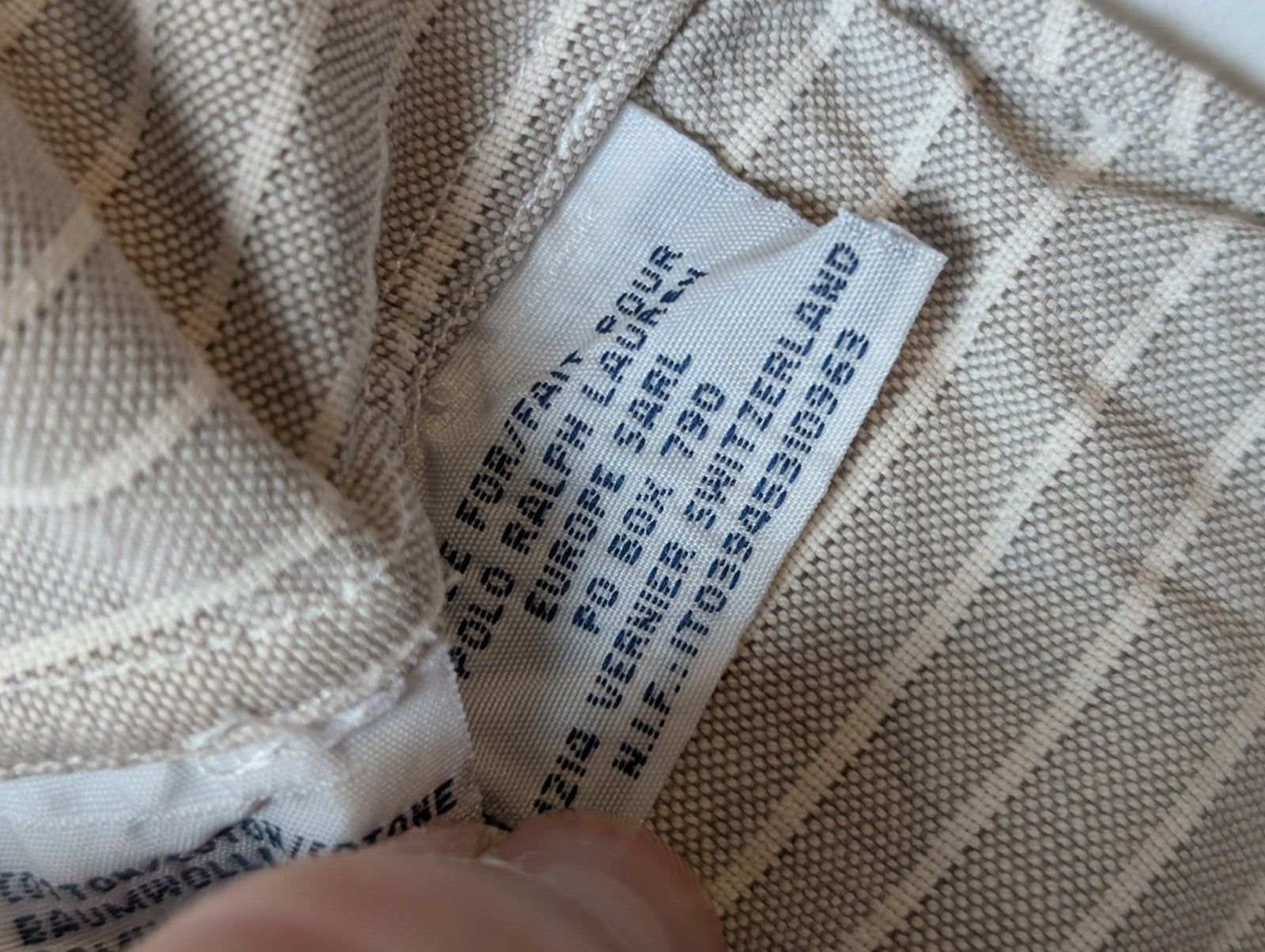 Chemise Polo Ralph Lauren Manches Longues Custom Fit Crème Rayures XXL