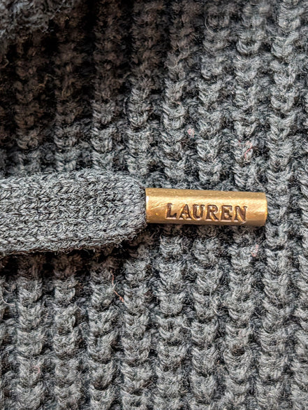 Pull Ralph Lauren (Lauren) Femme L Col Roulé Large Cordon Noir Plaque Logo 🏷️