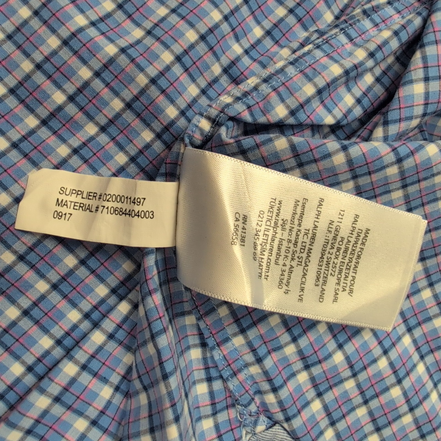 Chemise Ralph Lauren M Stretch Bleue Rose Carreaux Button Down Shirt
