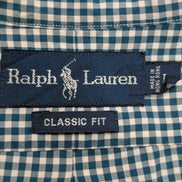 Chemise Polo Ralph Lauren Shirt L Classic Fit Vichy Vert Manches Courtes Button 