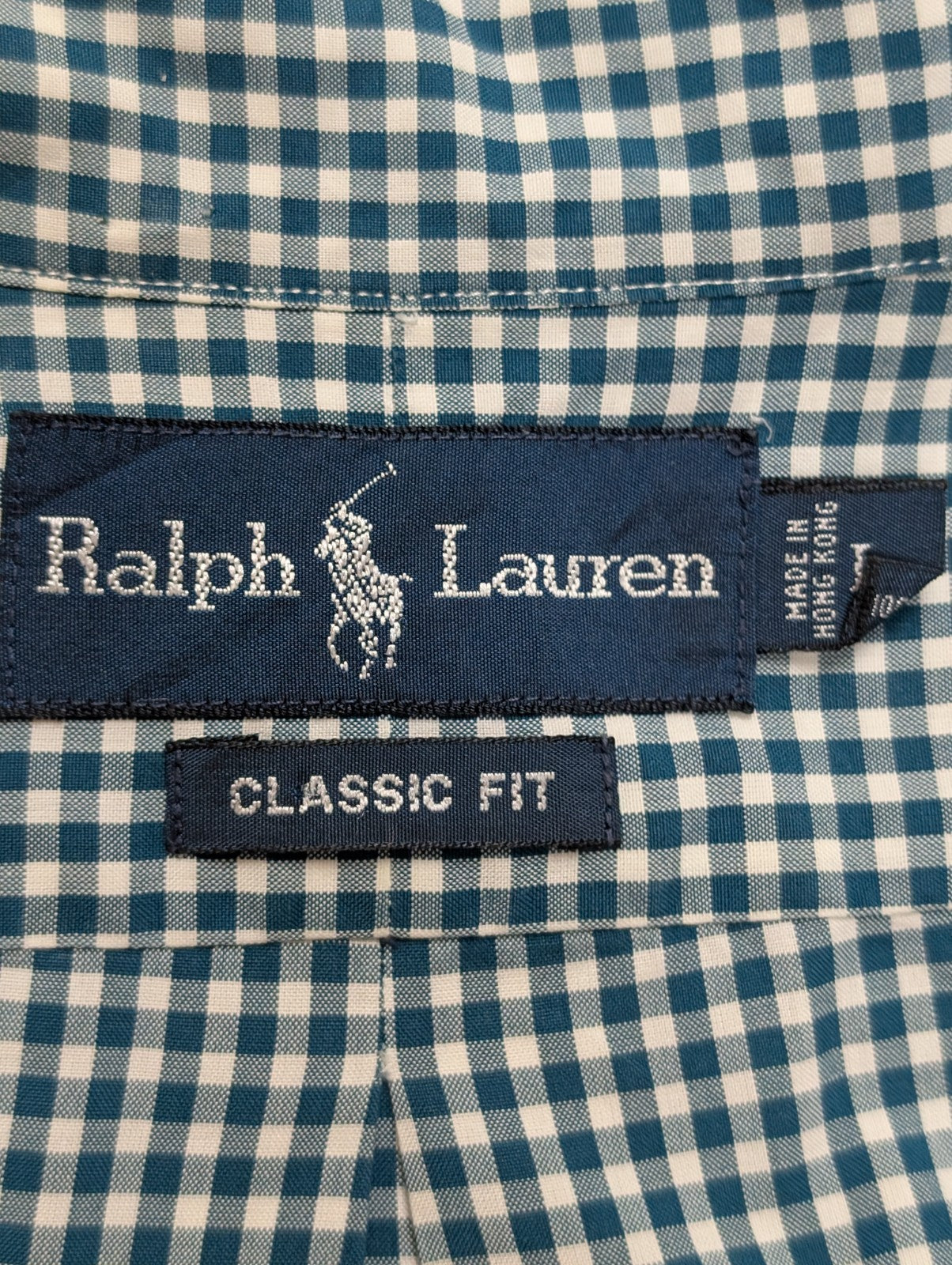 Chemise Polo Ralph Lauren Shirt L Classic Fit Vichy Vert Manches Courtes Button 
