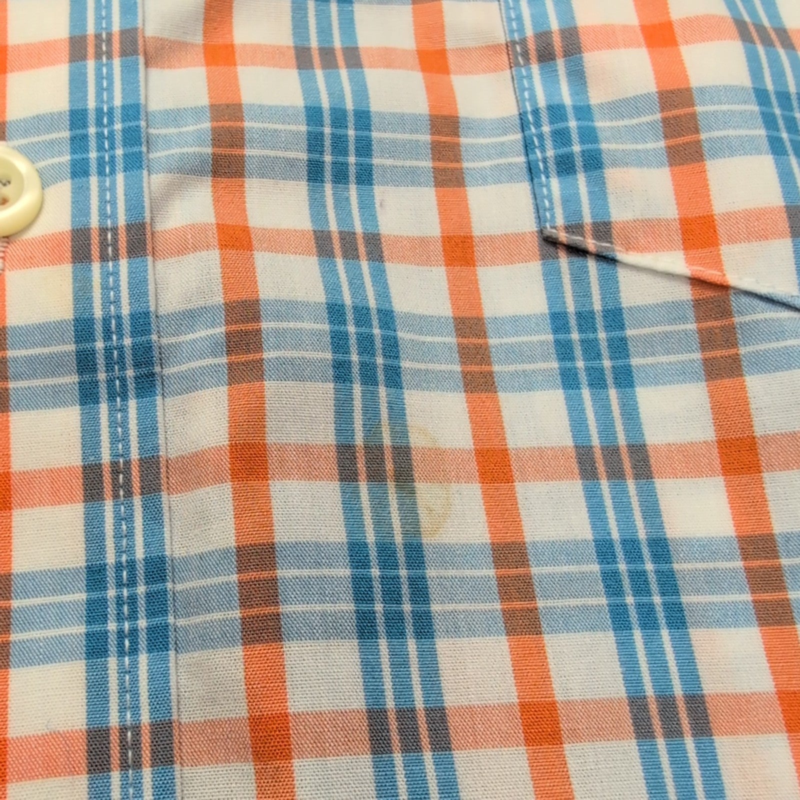 Chemise Nautica L Carreaux Bleu Orange 100% Coton Logo Brodé manches longues