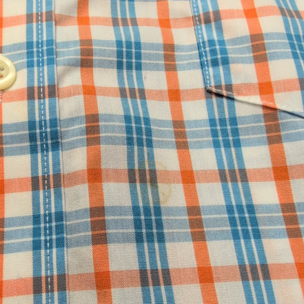 Chemise Nautica L Carreaux Bleu Orange 100% Coton Logo Brodé manches longues