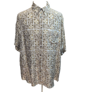 Chemise hawaïenne Roundtree & Yorke taille 2XL beige motif géométrique