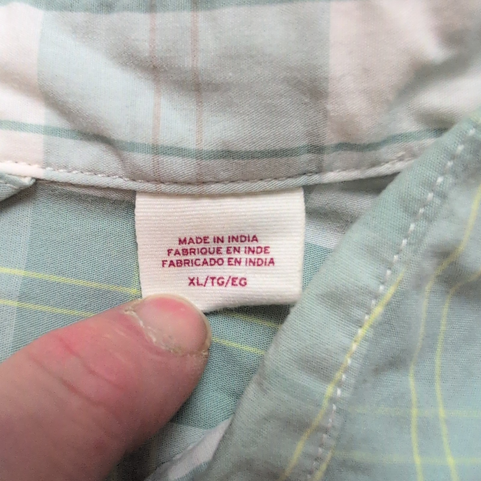 Chemise LEVI'S Homme XL Vert Pâle à Carreaux Manches Courtes Poche